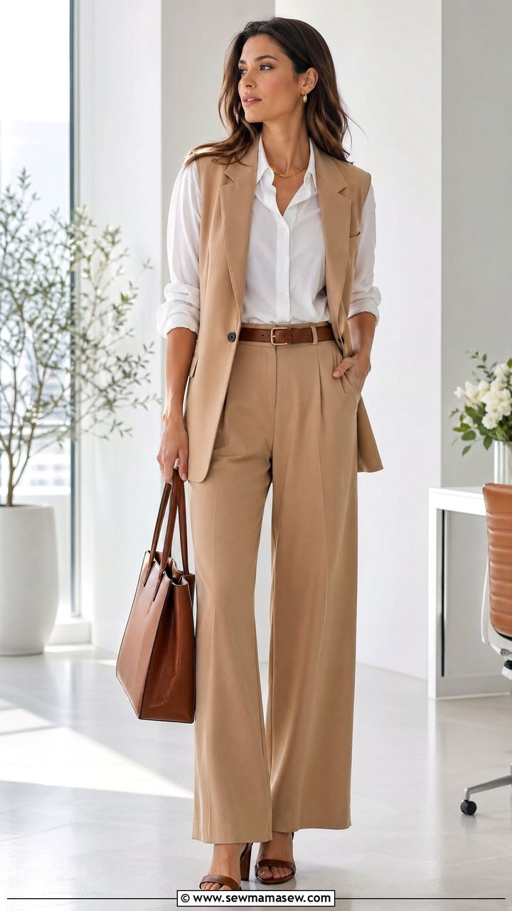 Tailored Vest with Trousers Outfit - 35 Elegant spring outfits