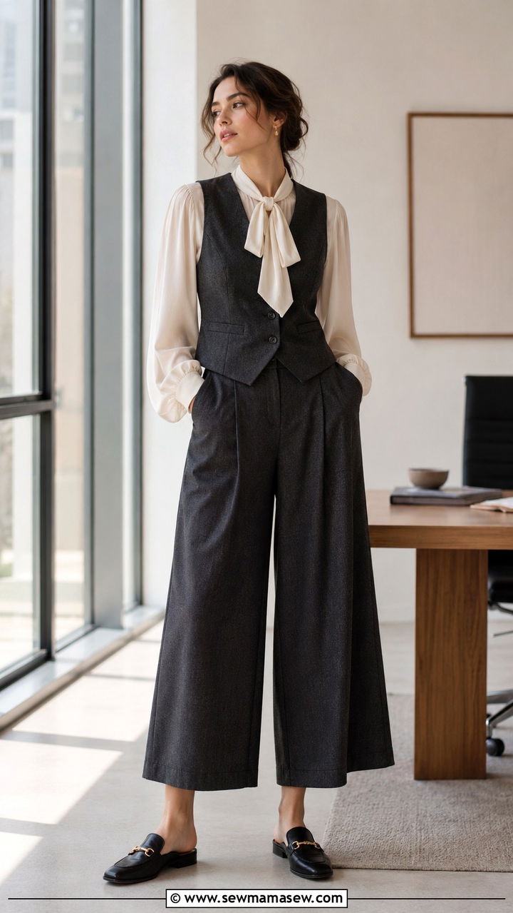 Tailored Waistcoat And Flowing Culottes - 25 poetcore outfits