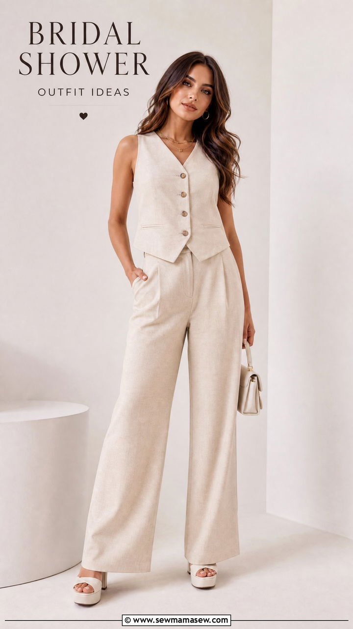 Tailored Waistcoat And Trouser Co Ord Outfit - 30 bridal shower outfit ideas for women