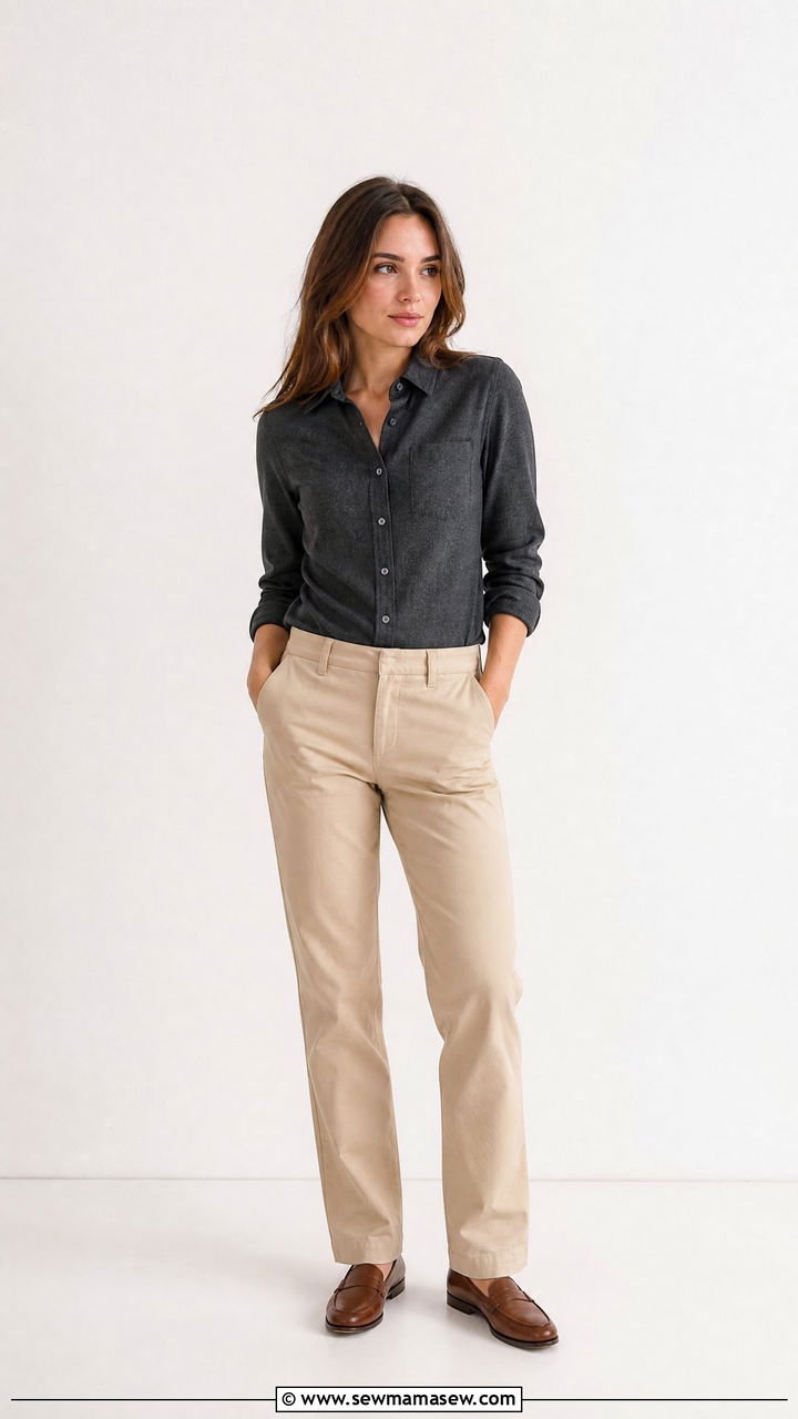 Tailored flannel shirt with chinos and loafers - 35 How to style a flannel shirt