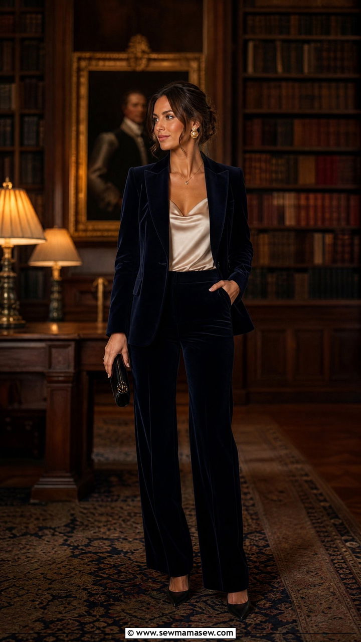 Tailored pantsuit with silk camisole - 25 Castle wedding guest outfit ideas