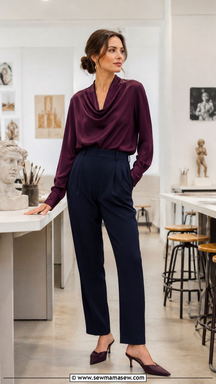 Tailored trousers and silk blouse art teacher - 20 Art teacher outfit ideas