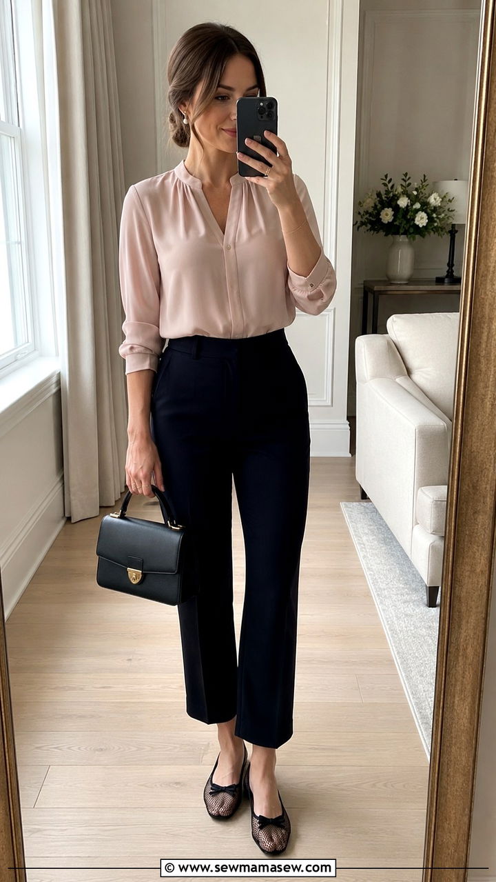 Tailored trousers with ballet flats outfit - 30 transitional work outfit ideas