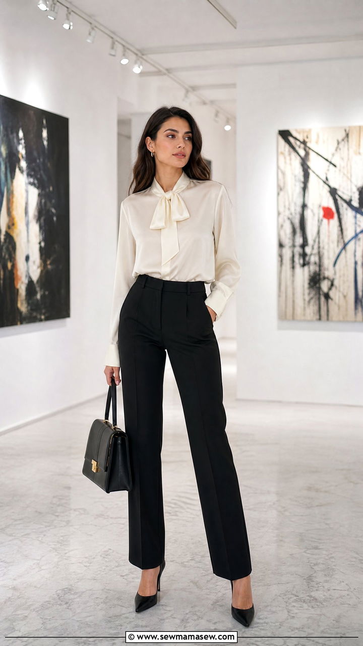 Tailored trousers with silk blouse - 25 Izmir outfit ideas