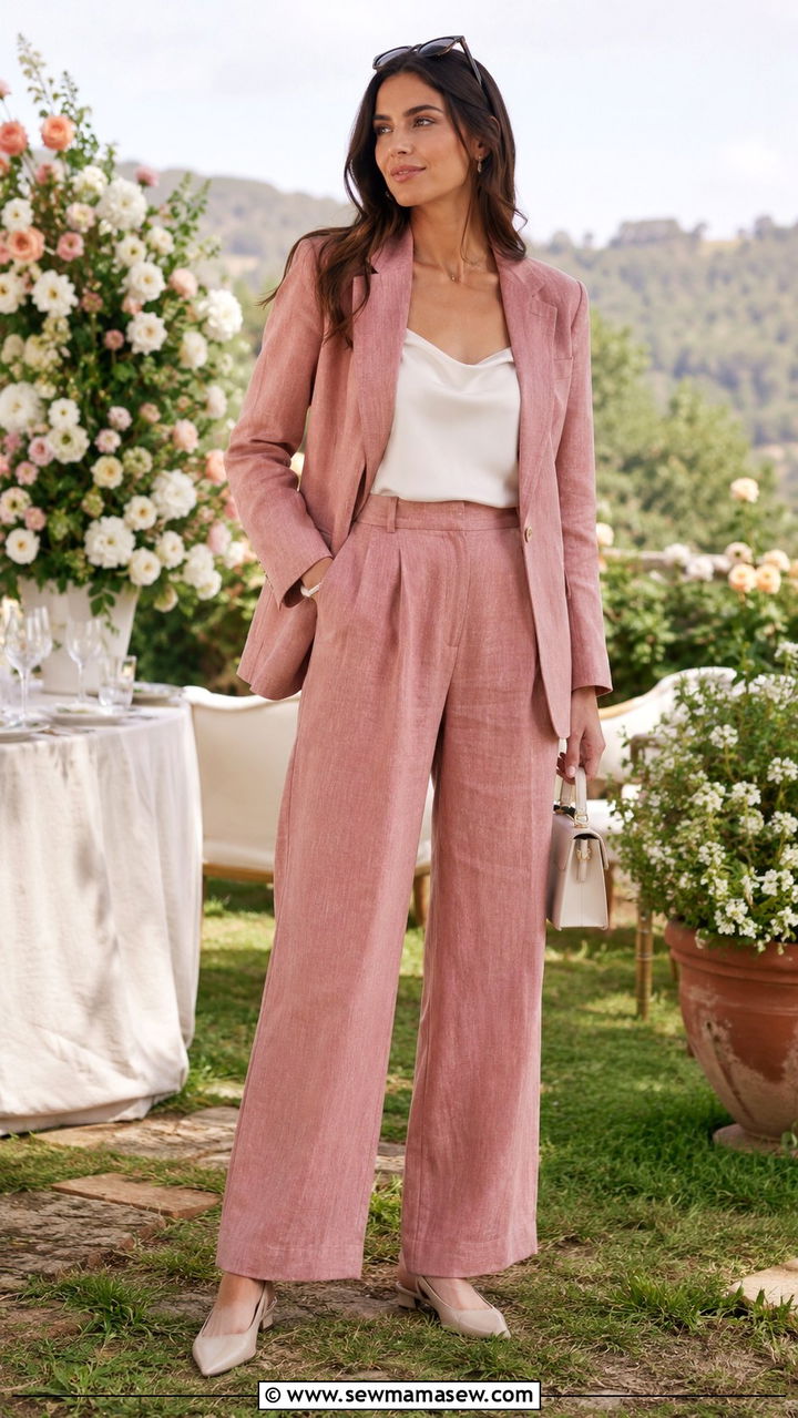 Tall Woman Vacation Matching Blazer and Trouser Set Outfit - 25 Vacation outfits for tall women