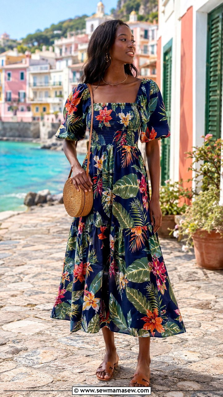 Tall Woman Vacation Tropical Print Dress Outfit - 25 Vacation outfits for tall women