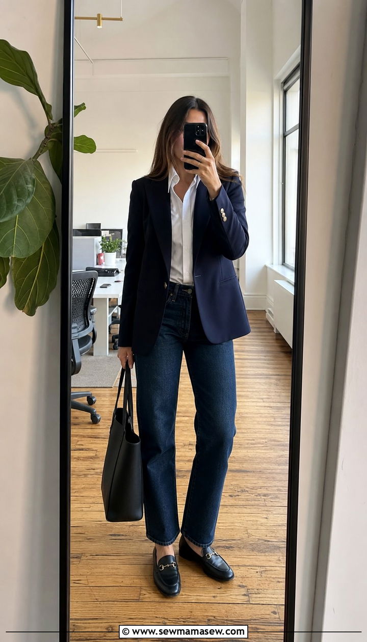 Tall Women Casual Friday Dark Jeans And Blazer - 35 Business casual outfits for tall women