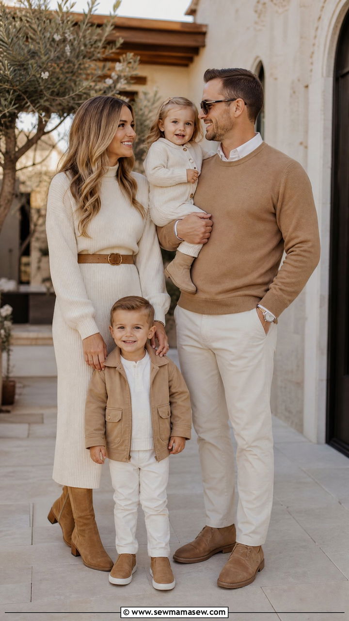 Tan And Ivory Family Outfit - 30 Matching spring family outfits