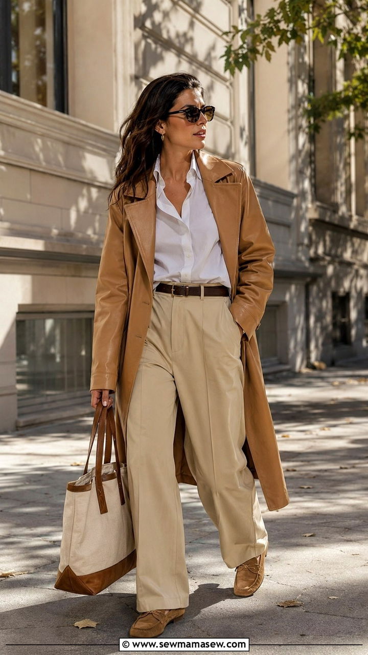 Tan Leather Trench And Neutrals Outfit - 30 Stealth wealth outfit ideas 2026