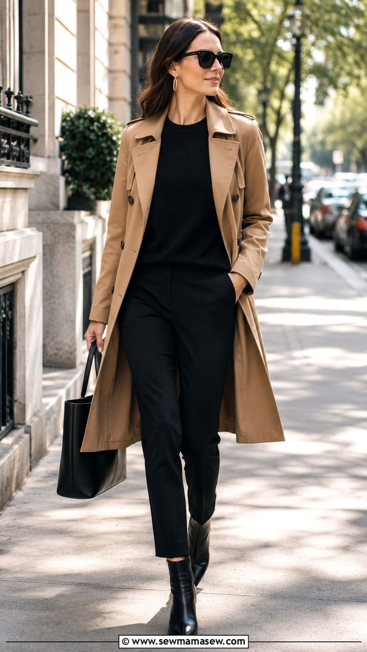 Tan Trench Coat With Black Dress Pants Outfit - 30 casual business casual outfits
