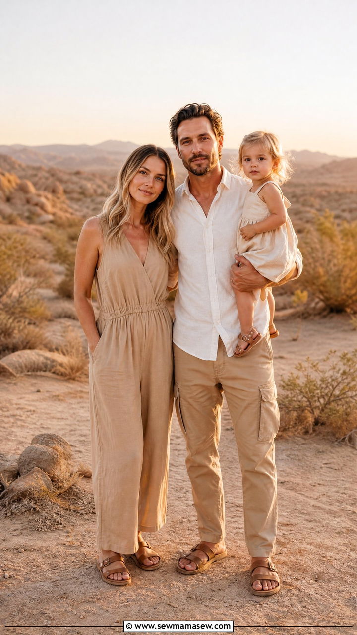 Tan and Cream Earth Tones for Desert Family Portraits - 30 Family photoshoot outfit ideas