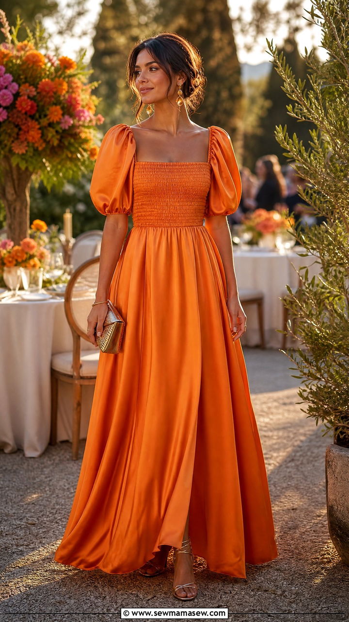 Tangerine Maxi Dress Summer Wedding Guest - 20 summer tangerine outfit ideas