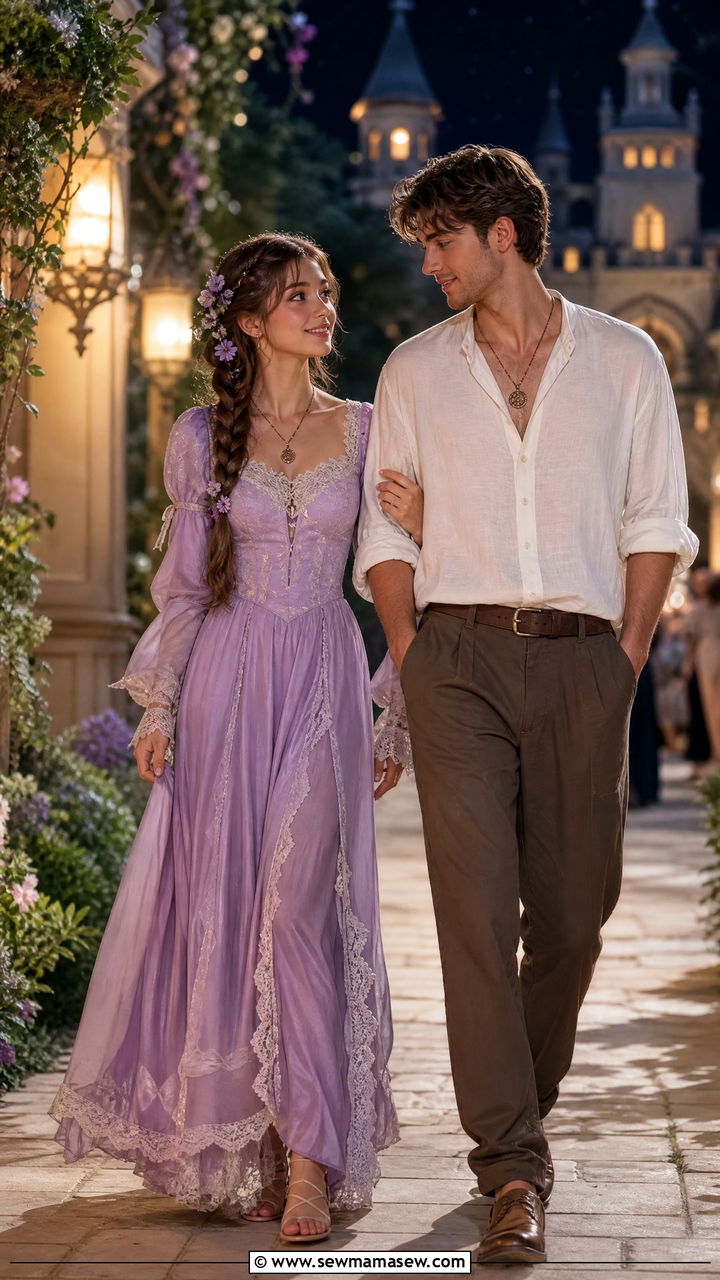 Tangled Rapunzel and Flynn Rider couple bounding outfit - 30 Disney outfit ideas for honeymoon