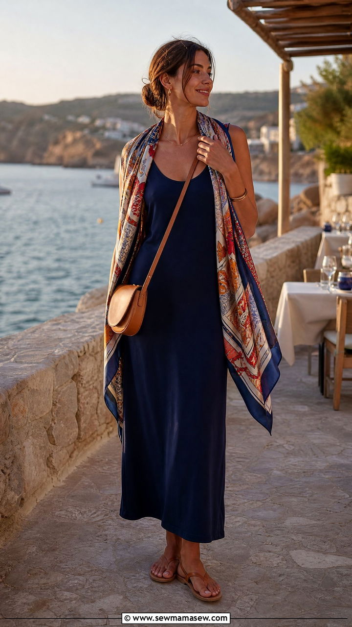 Tank Dress With Oversized Scarf - 30 summer tank dress outfit ideas