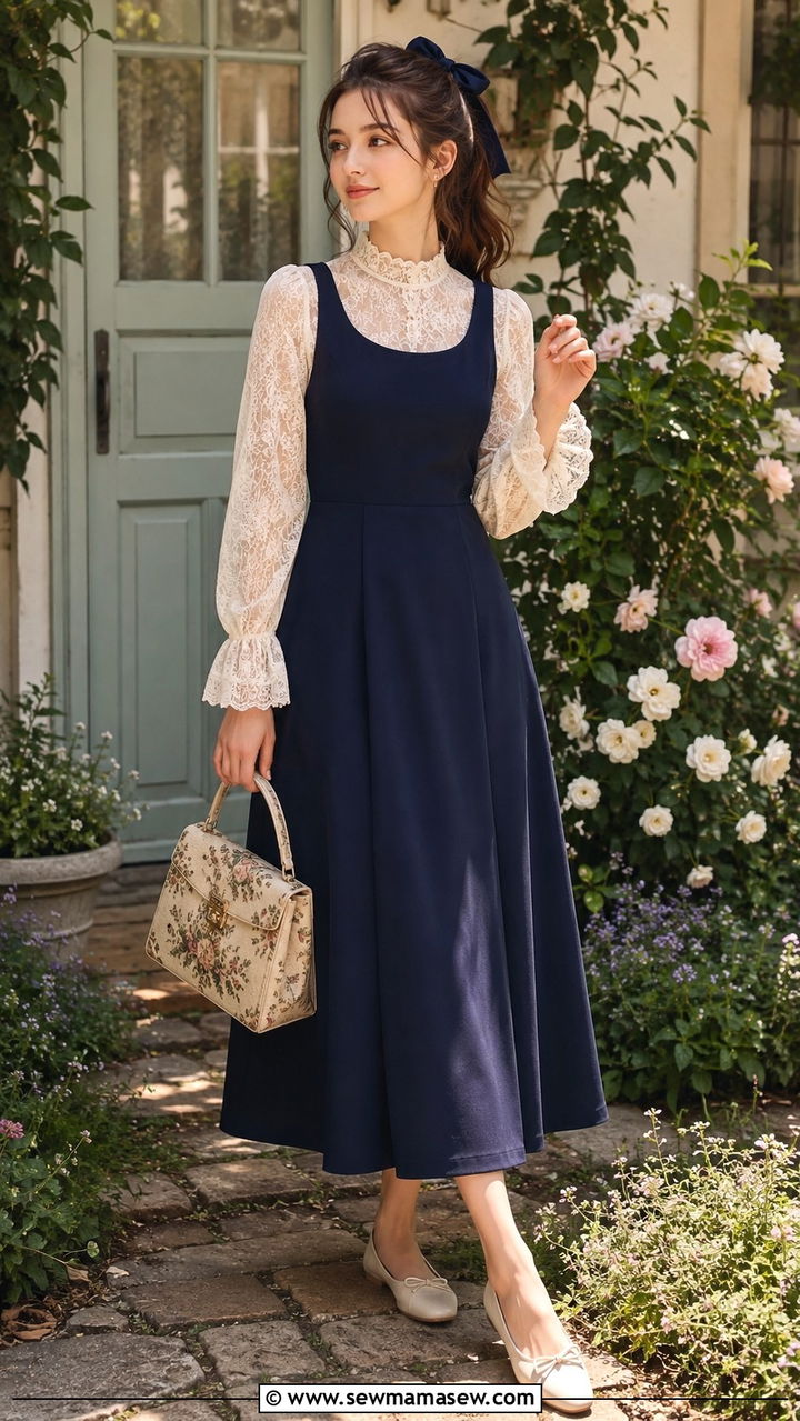 Tank Dress with Lace Top Underneath Outfit - 30 how to style tank dress outfits