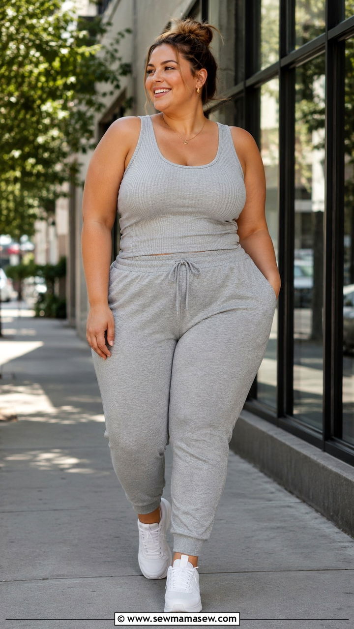 Tank Top And Jogger Style Pilates Pants - 30 Plus size pilates outfit ideas