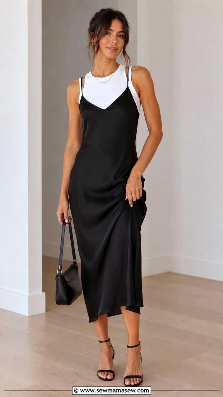 Tank Top Layered Under A Slip Dress - 30 chic tank top outfit ideas