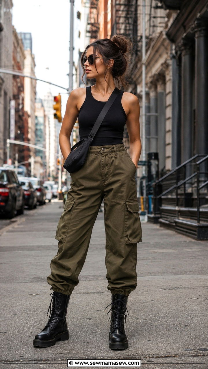 Tank Top With Cargo Pants And Combat Boots - 30 tank top outfit ideas for women