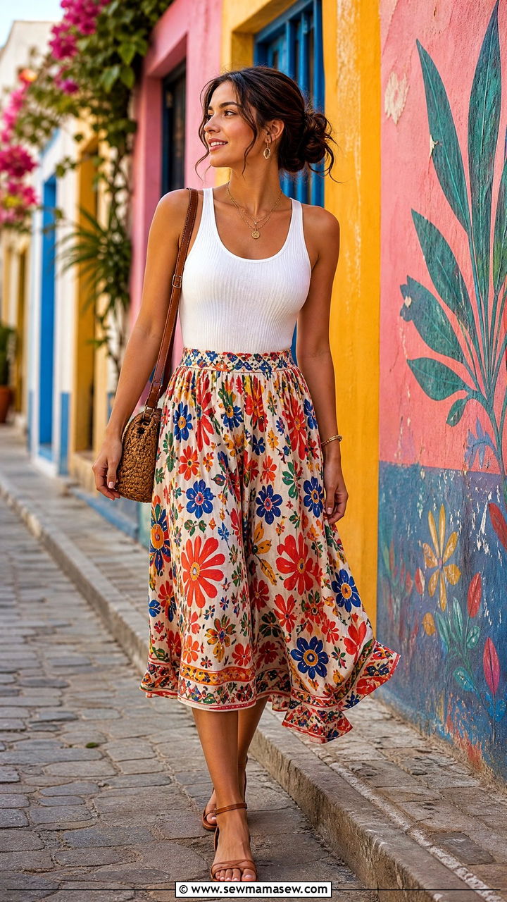 Tank Top With Printed Midi Skirt - 40 What to wear in Mexico