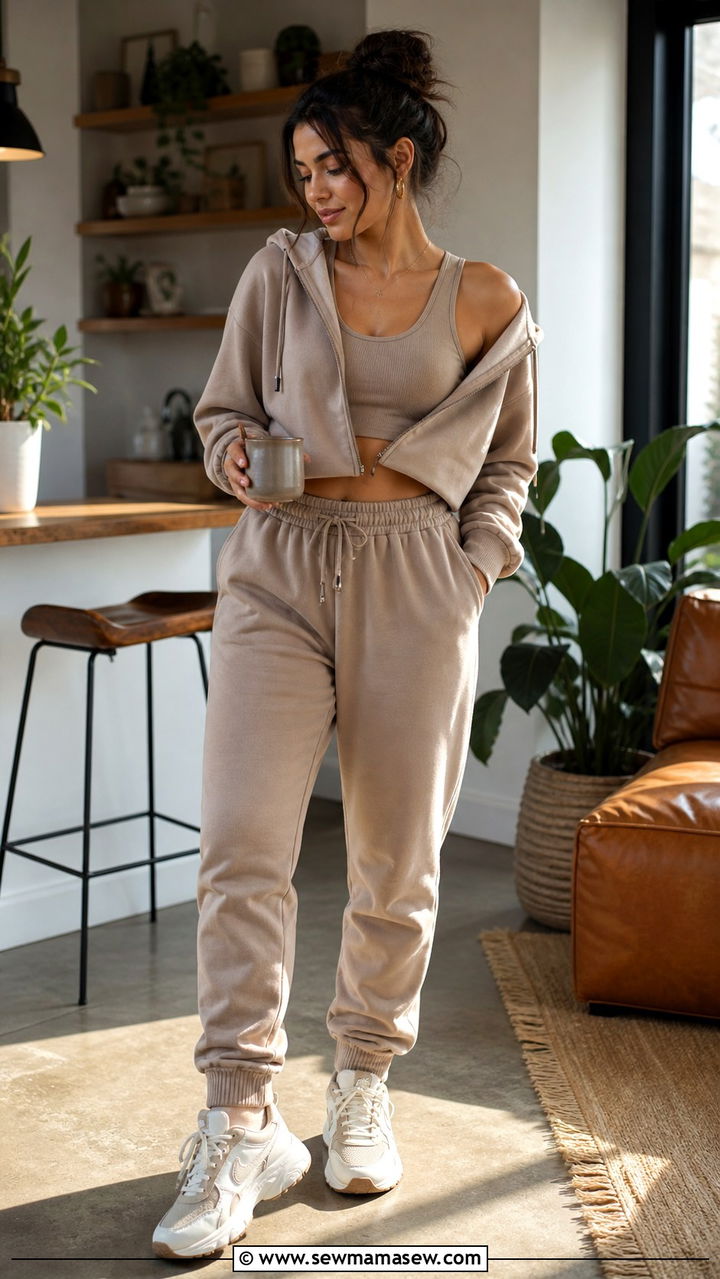 Tank Top With a Cropped Hoodie and Sweatpants - 40 casual tank top outfits