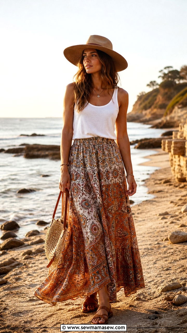 Tank Top With a Maxi Skirt and Flat Sandals - 40 casual tank top outfits