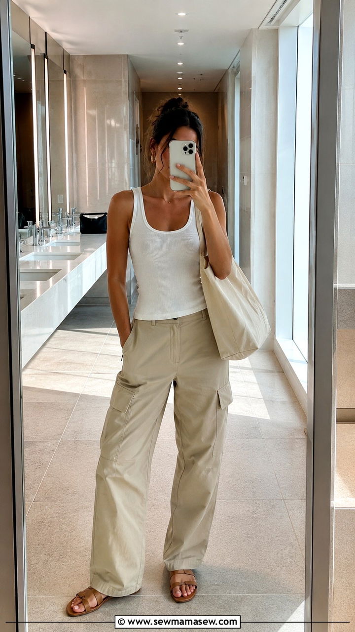 Tank Top and Cargo Trousers Airport Outfit - 25 Airport outfit ideas for short flight