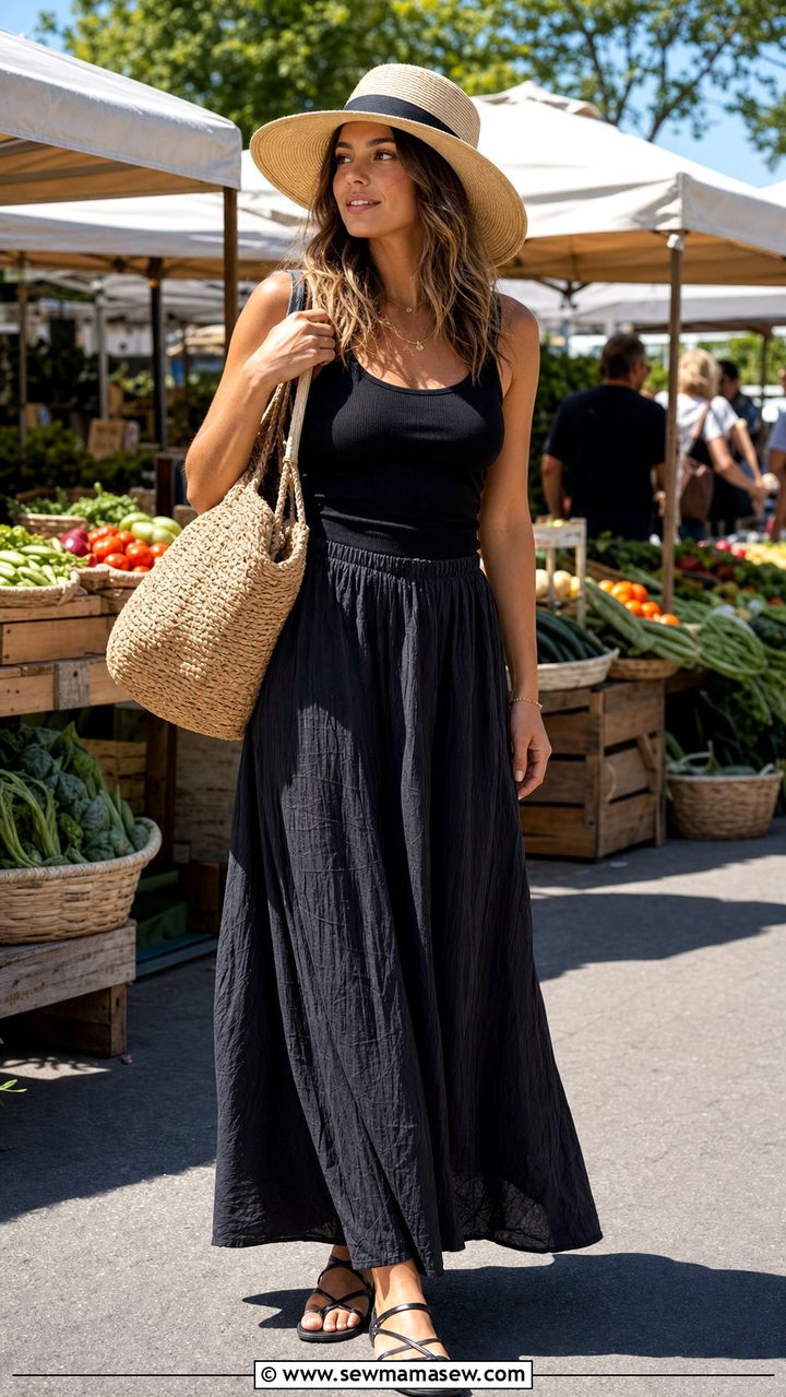 Tank Top and Maxi Skirt Outfit - 25 errands outfits inspo