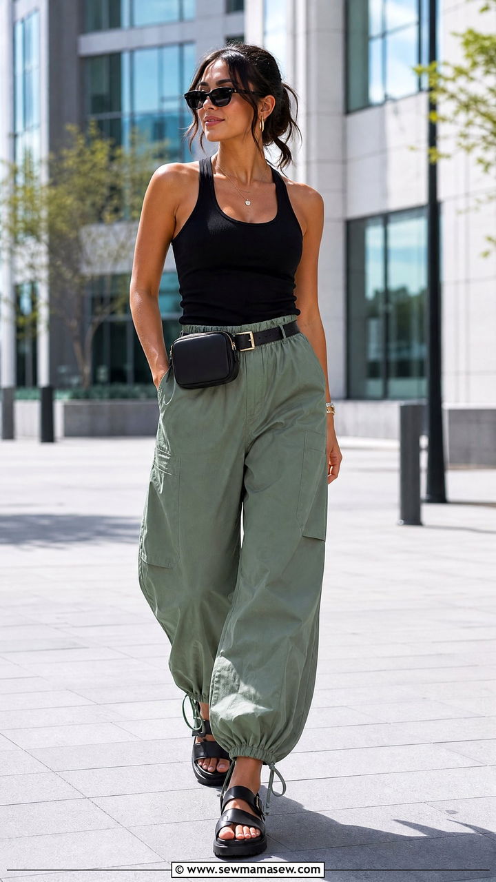 Tank Top and Parachute Pants Outfit - 25 casual Europe travel outfits