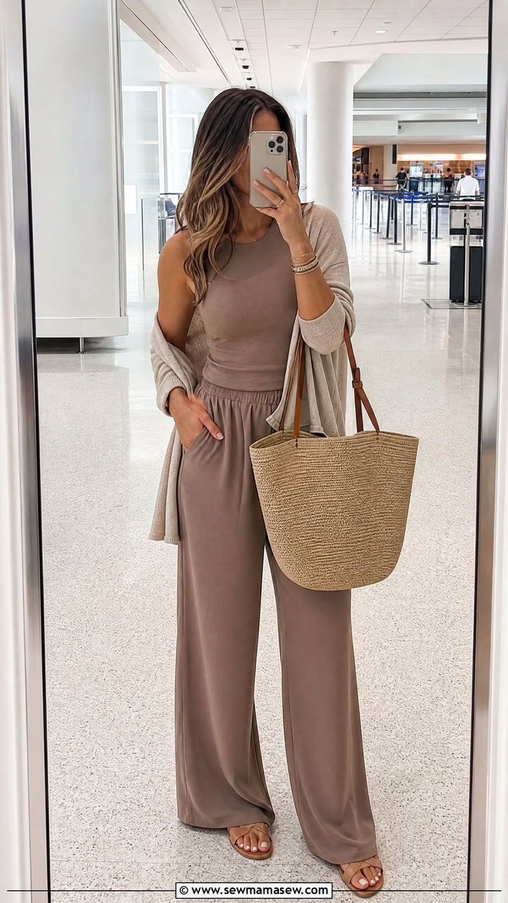 Tank Top and Wide Leg Pant Set Travel - 30 Coord set outfit ideas for airport