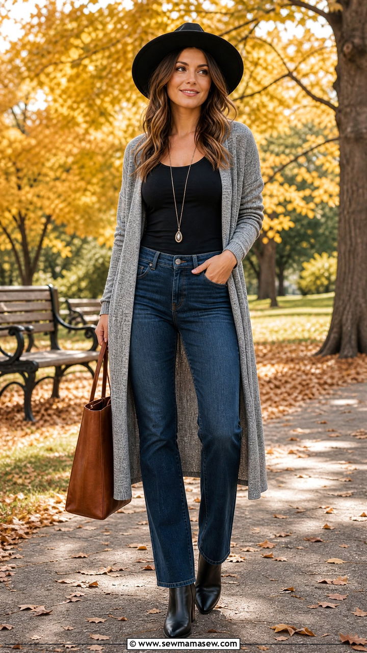 Tank Top with Long Cardigan - 35 how to style tank top