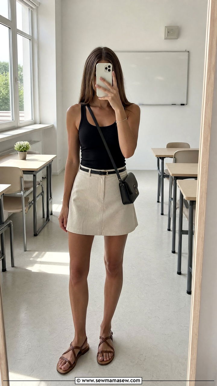 Tank and Skirt Minimal Summer School Outfit - 30 Summer outfits for school