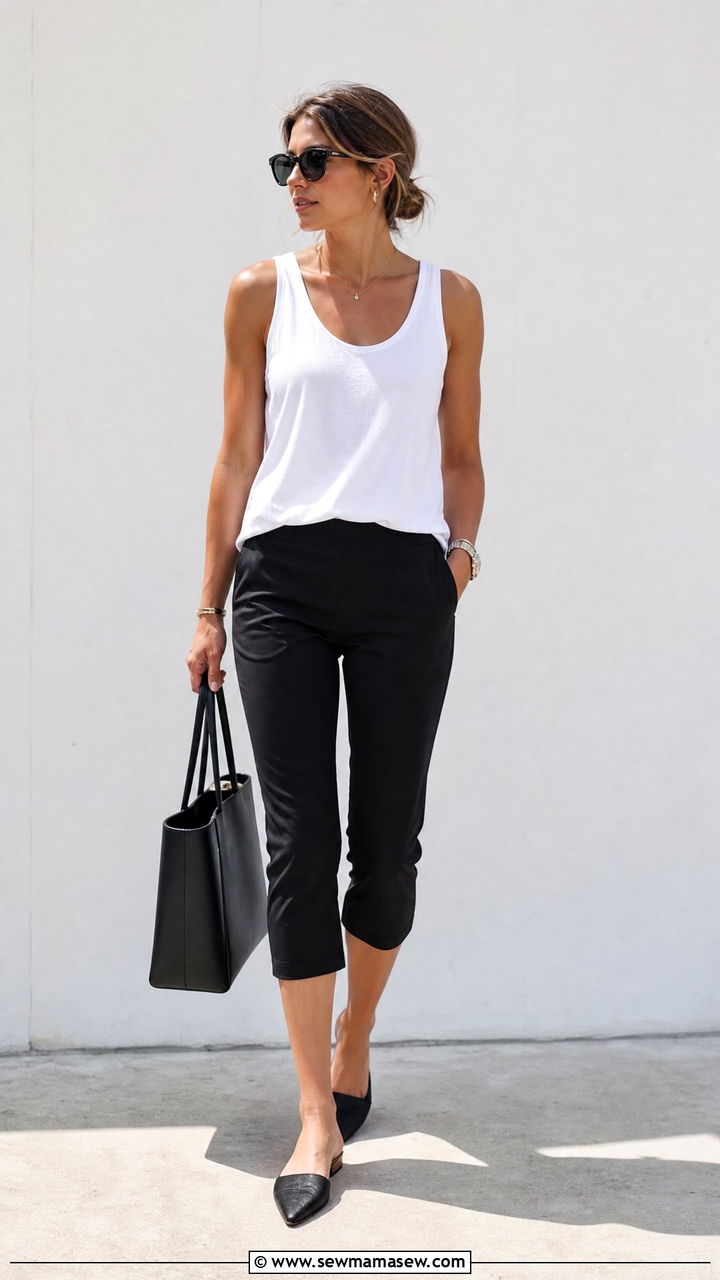Tank top with capri pants outfit - 30 Summer outfits with tank top