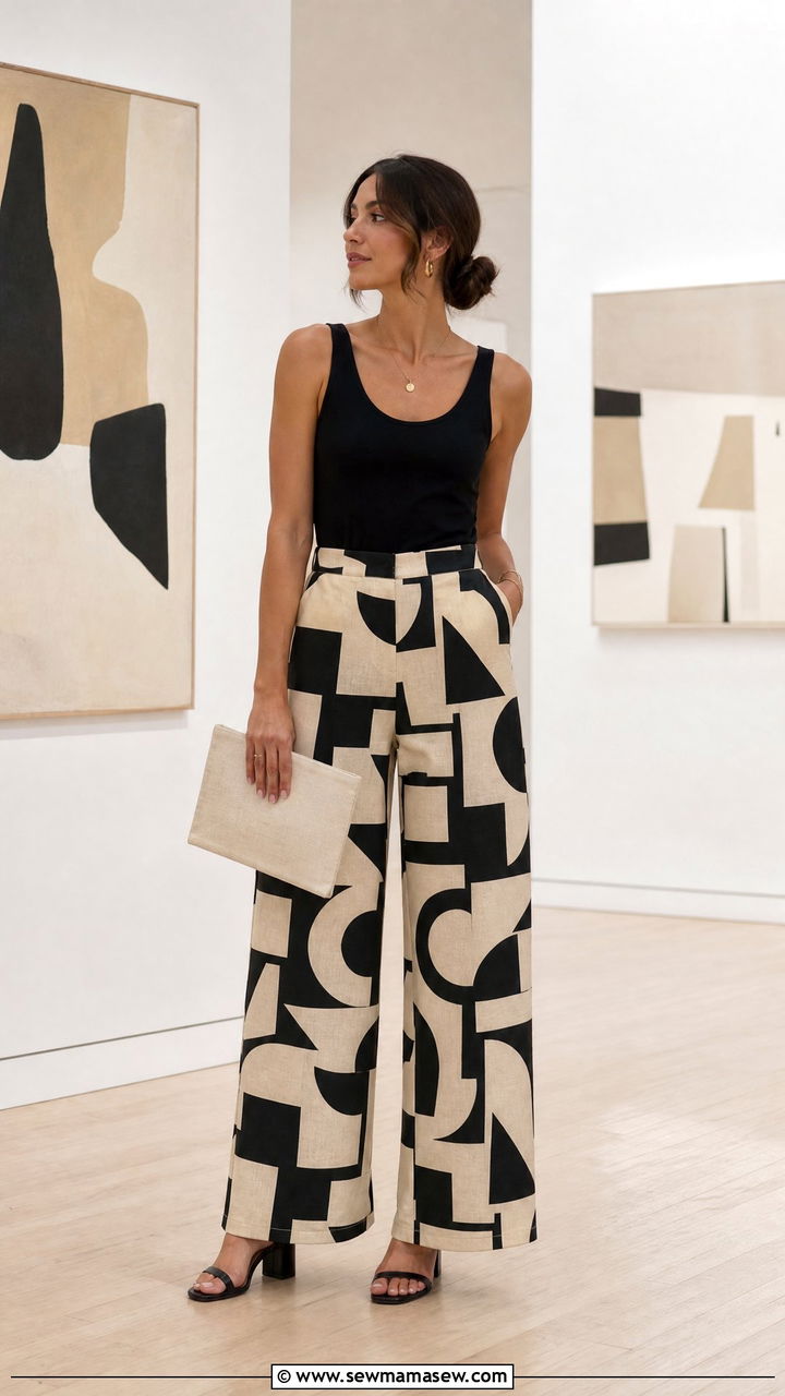 Tank top with printed pants outfit - 30 Summer outfits with tank top