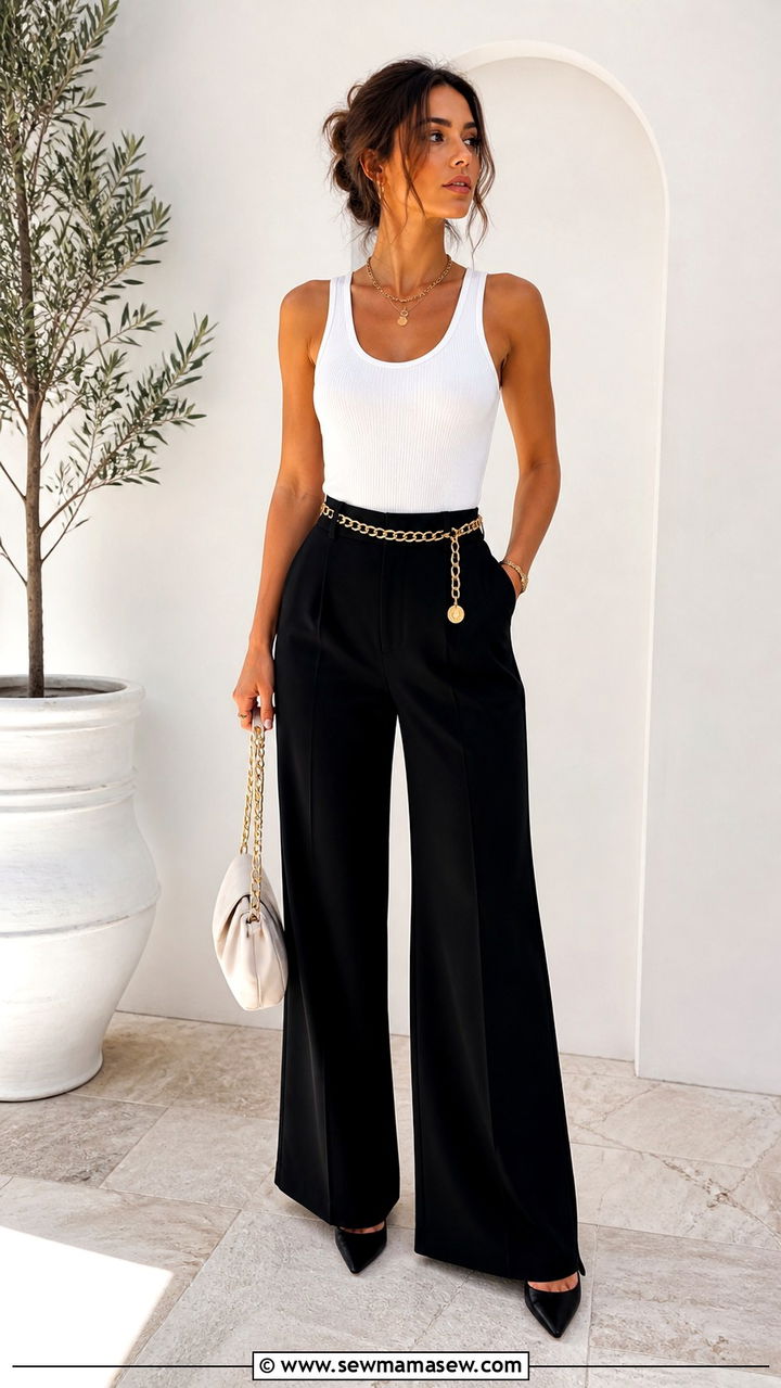 Tank top with tailored trousers outfit - 40 trendy outfits ideas