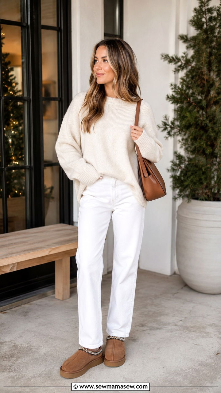 Tasman Uggs With White Jeans - 25 Uggs outfit ideas 2026