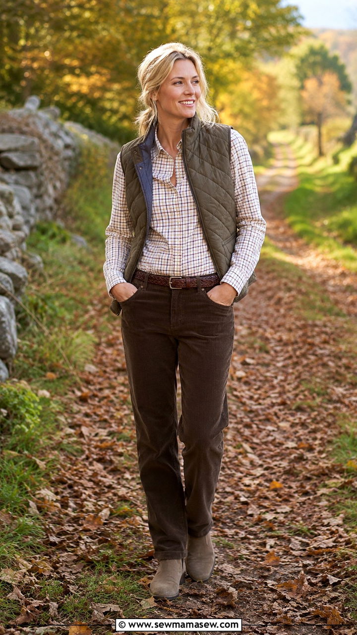 Tattersall check shirt with corduroy pants and suede chukka boots - 25 Old money outfit ideas with equestrian style