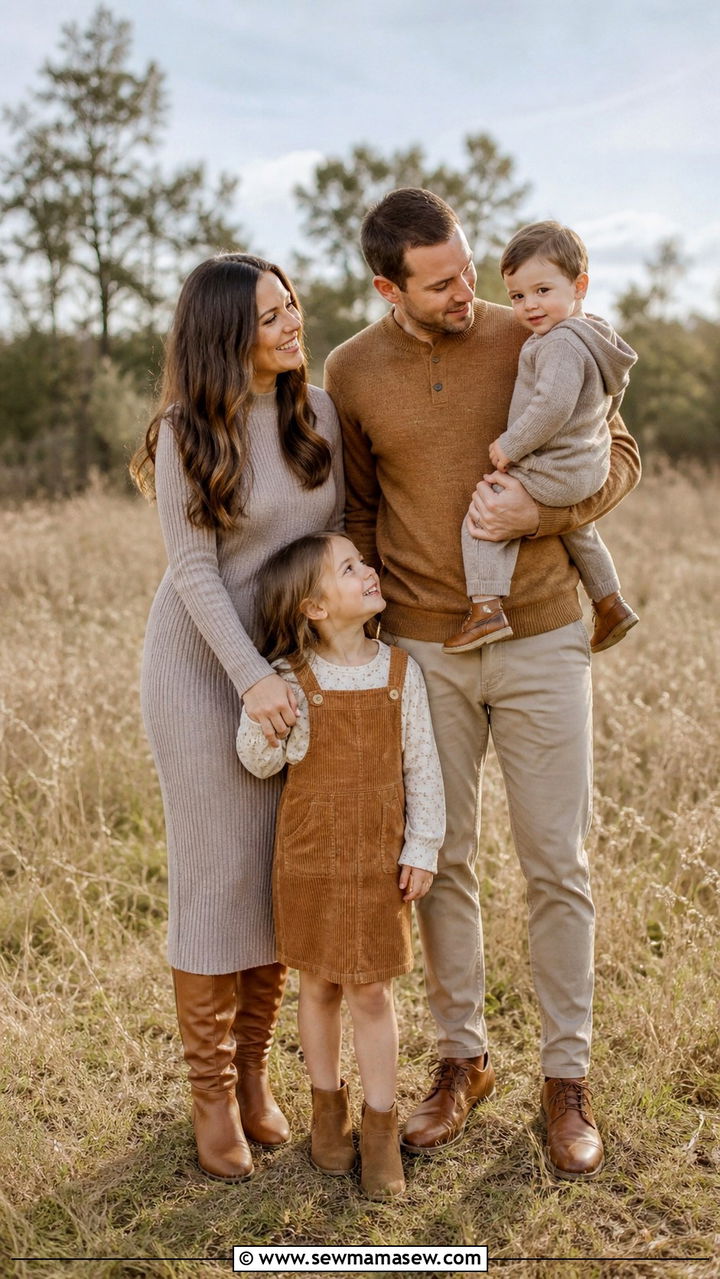 Taupe and Warm Camel - 40 Spring family photo outfits