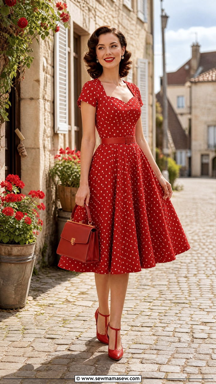 Tea Dress With Vintage Heels - 30 Galentine's Day outfit ideas