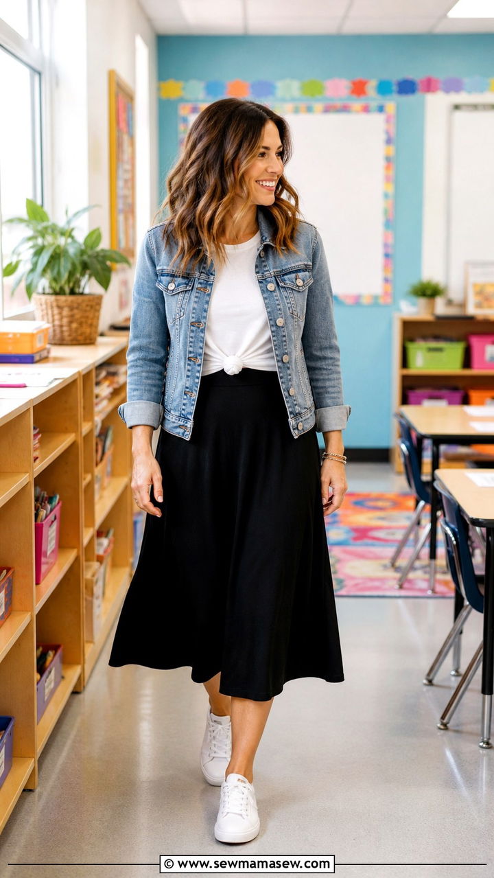 Teacher Outfit A Line Skirt and Tee - 40 teacher outfits