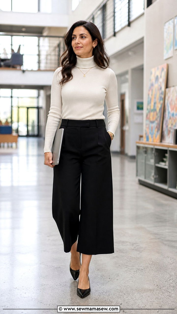 Teacher Outfit Culottes and Turtleneck - 40 teacher outfits