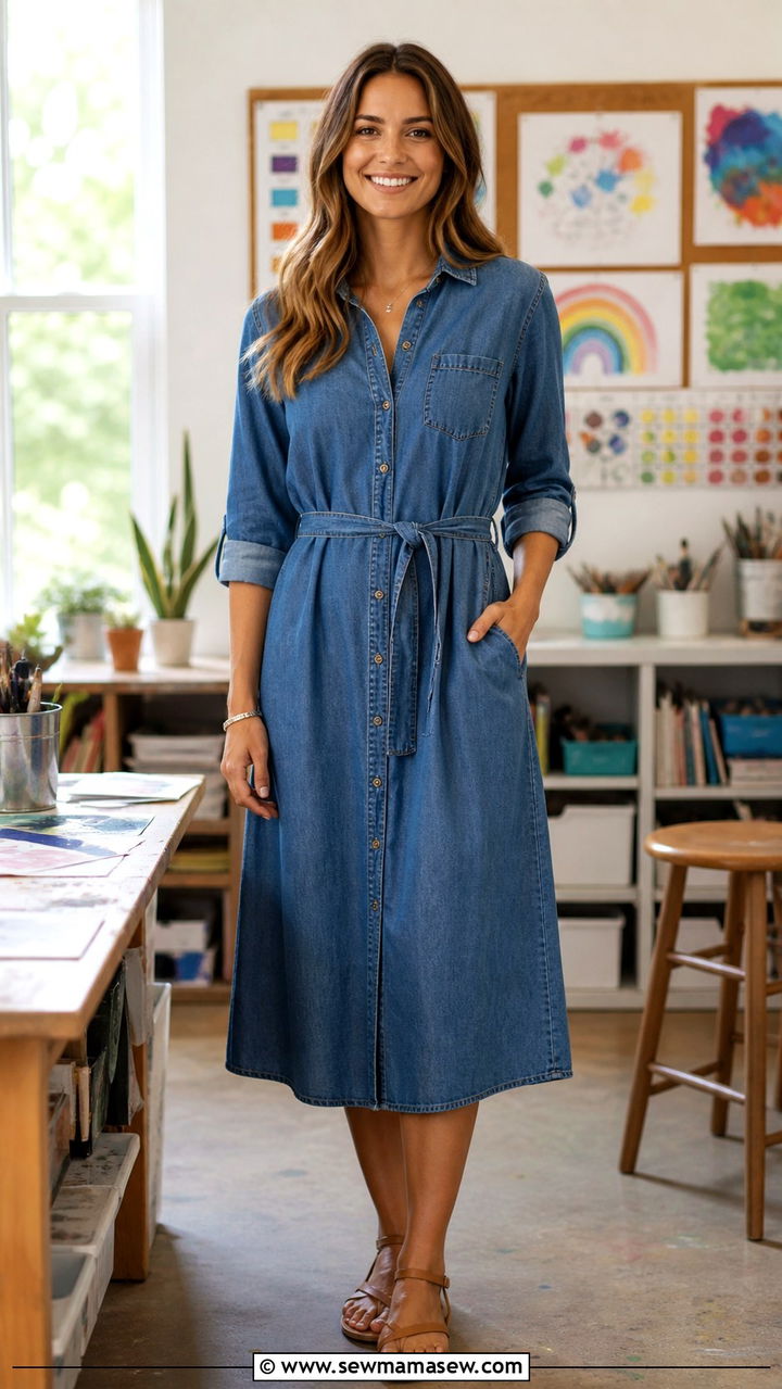 Teacher Outfit Denim Shirt Dress - 40 teacher outfits