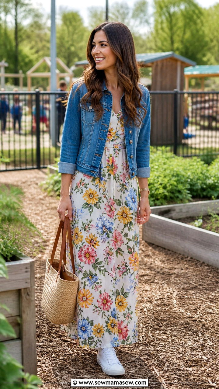 Teacher Outfit Maxi Dress and Denim Jacket - 40 teacher outfits