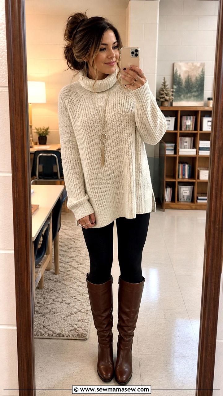 Teacher Outfit Oversized Sweater and Leggings - 40 teacher outfits