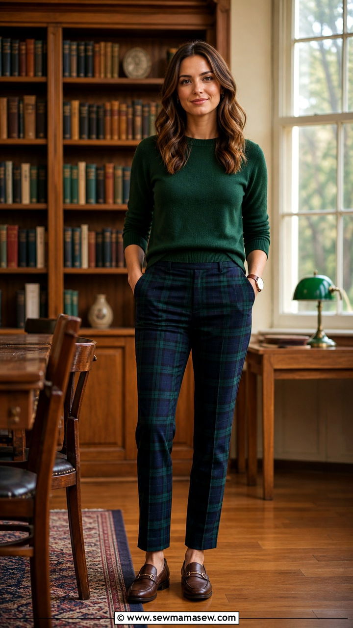 Teacher Outfit Plaid Trousers and Sweater - 40 teacher outfits