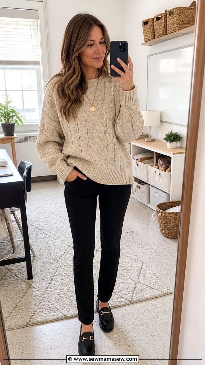 Teacher Outfit Ponte Pants and Sweater - 40 teacher outfits