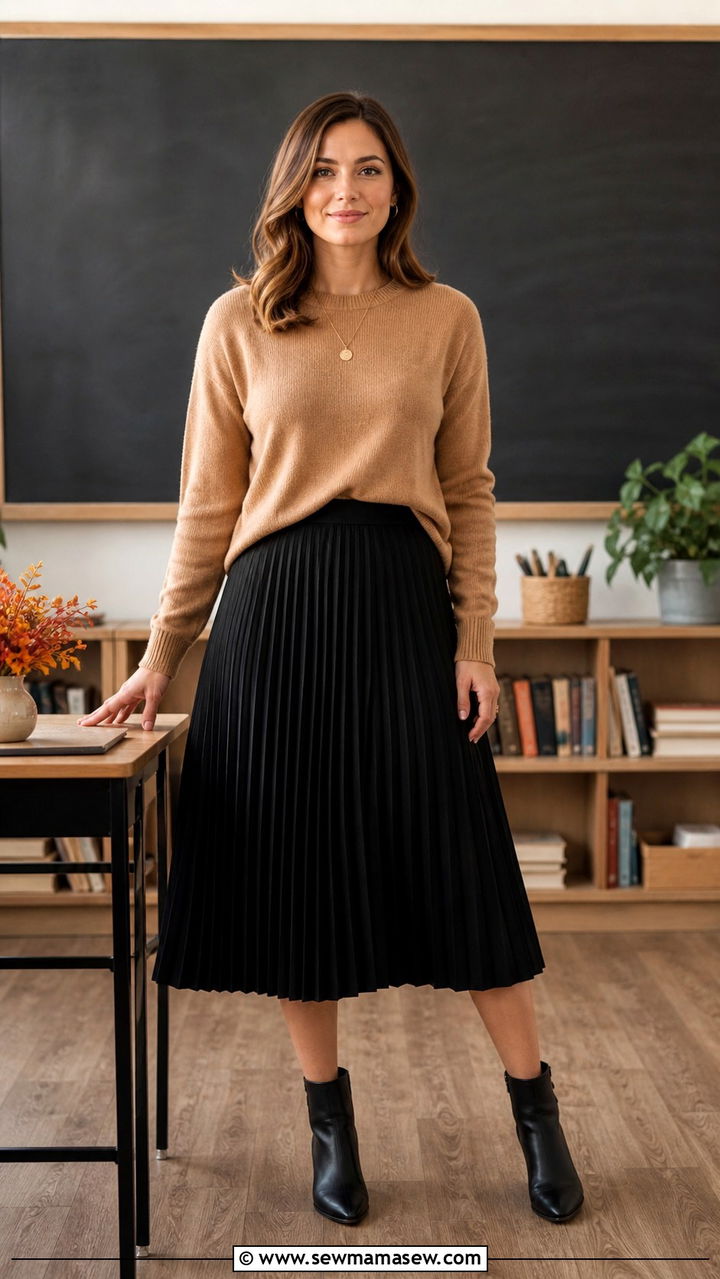 Teacher Outfit Sweater and Midi Skirt - 40 teacher outfits