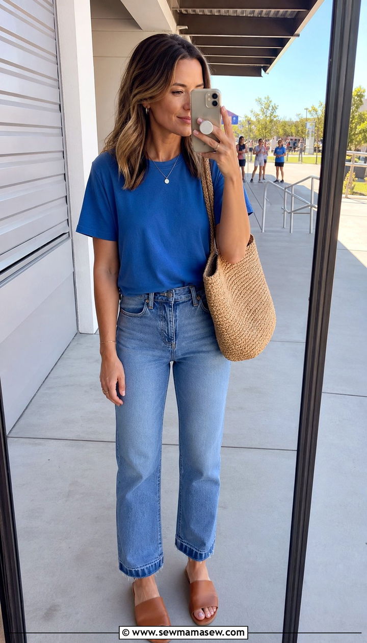 Team Color T Shirt and Straight Leg Jeans - 25 Dance mom outfit ideas