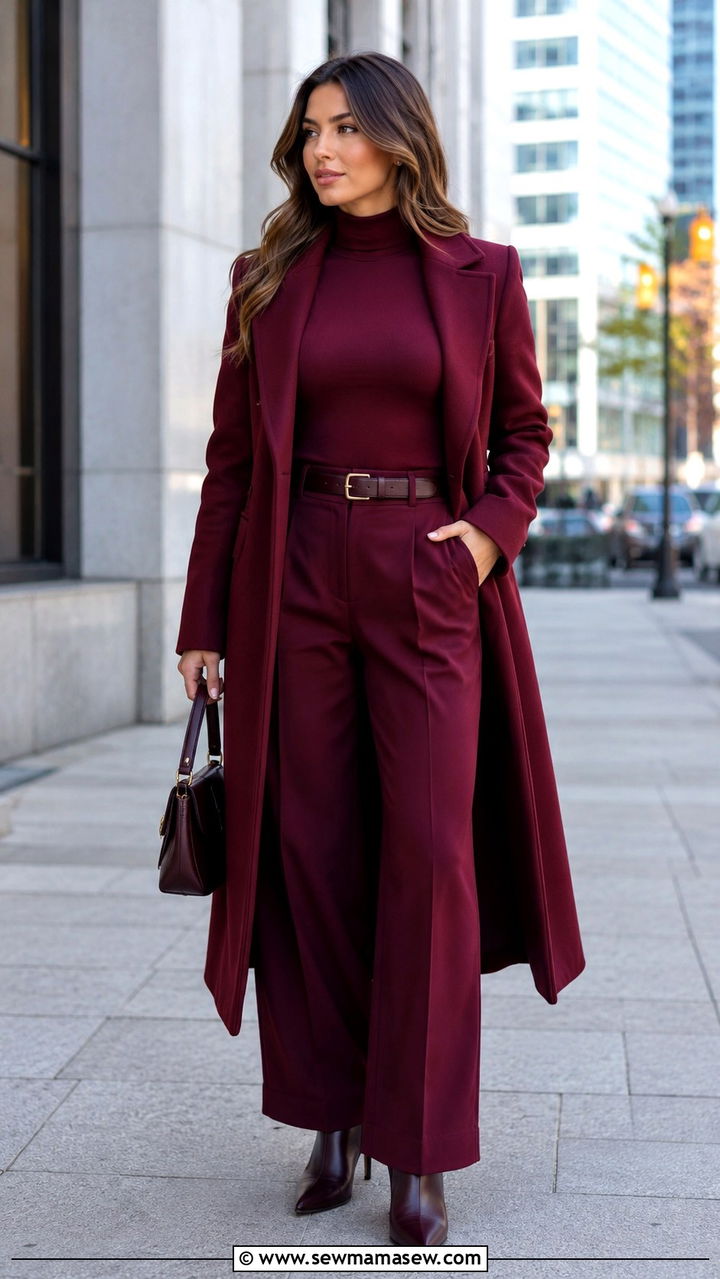 Team Color Turtleneck and Tailored Trousers Outfit - 30 NFL game outfit ideas