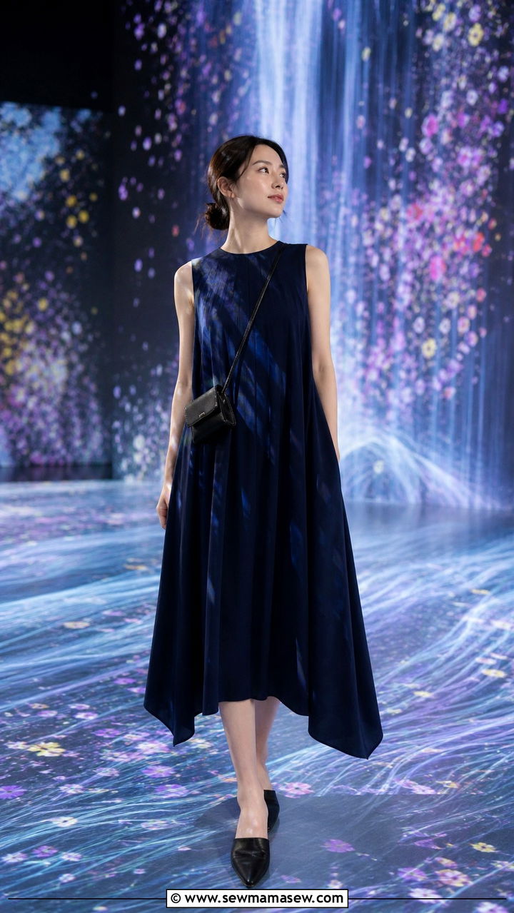 TeamLab exhibition outfit with fluid silhouette and flats - 40 What to wear in Tokyo