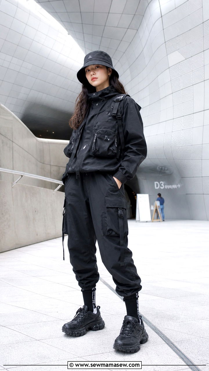 Techwear Cargo Pants and Harness Vest Fit - 40 What to wear in Seoul